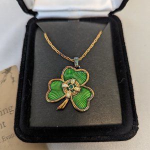 The Franklin Mint Irish Blessing clover shaped Pendant - box & certification